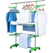 Herzberg Étendoir à linge à 3 niveaux (Green)