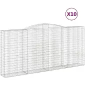 vidaXL Gabions avec arc surélevé 10pcs. 400x50x180/200cm Fer galvanisé