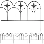 Relaxdays : bordure de parterre à enfoncer, 4 éléments, H x L : 28,5 x 39 cm, métal, clôture de parterre pour jardin, style vintage, noir