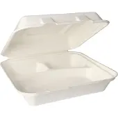 Papstar Boîtes menu en canne à sucre "pure" 3 compartiments 24 x 24 cm blanc 25 pièces