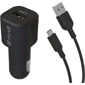 Muvit , chargeur de voiture 12W 2,4A avec câble micro-USB à USB 1,2m, noir
