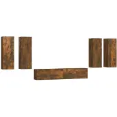 Syfax Ensemble de meubles TV 6 pcs Chêne fumé Bois d'ingénierie