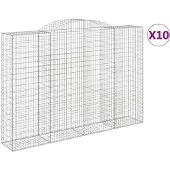 vidaXL Gabions avec arc surélevé 10 pcs 300x50x200/220cm Fer galvanisé