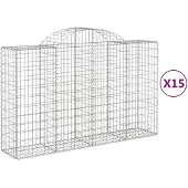 vidaXL Gabions avec arc surélevé 15pcs 200x50x120/140cm Fer galvanisé