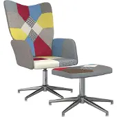 Syfax Chaise de relaxation avec tabouret Patchwork Tissu