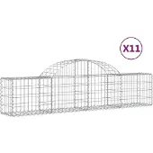 vidaXL Gabions avec arc surélevé 11 pcs. 200x30x40/60 cm Fer galvanisé