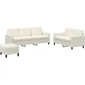 vidaXL 3-pc. Ensemble canapé velours crème