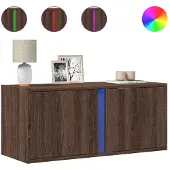 vidaXL Armoire TV murale avec éclairage LED aspect chêne 80x31x35 cm