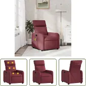 The Living Store Fauteuil de massage tissu rouge vin
