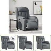The Living Store Fauteuil relax électrique gris similicuir