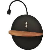 FABAS LUCE Dual - Applique Murale Avec Étagère Et Lumière Led 15W Touch Variateur - Noir Mat Avec Bois Usb Intégré