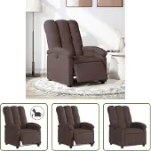 The Living Store Fauteuil Relax Electrique Tissu Marron Foncé