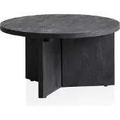Wohnling Table basse 60x60x33 cm Mango Bois massif Noir Table basse ronde Table de salon à trois pieds Table basse de salon Moderne