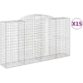 vidaXL Gabions avec arc surélevé 15 pcs 300x50x160/180cm Fer galvanisé