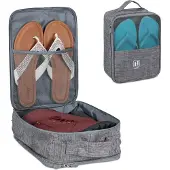 Relaxdays 2 sacs à chaussures de voyage, pour valise à roulettes, transport de chaussures, mocassins, baskets, rangement de chaussures H x l x P : 30 x 23 x 14 cm, gris