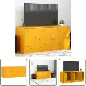 The Living Store Armoire TV jaune moutarde 99x39x44 cm Acier