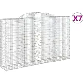 vidaXL Gabions avec arc surélevé 7 pcs. 300x50x180/200cm Fer galvanisé
