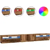 Syfax Meuble TV avec lumières LED vieux bois bois d'ingénierie
