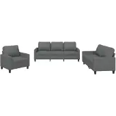 vidaXL Ensemble de canapés 3 pièces avec coussins Tissu gris foncé