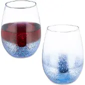 Relaxdays Verres à vin sans pied , lot de 2, verres à vin rouge, capacité de 500 ml chacun, verres à eau, verres à dessert, bleus