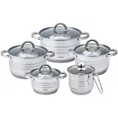 Klausberg Ensemble de Casseroles KB-7696 10 Pièces Acier Inoxydable