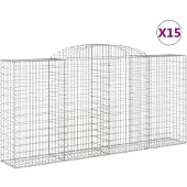 vidaXL Gabions avec arc surélevé 15 pcs 300x50x140/160cm Fer galvanisé