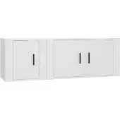 Syfax Ensemble de meubles TV 2 pcs Blanc Bois d'ingénierie