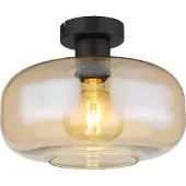 Globo Plafonnier noir Giuseppe verre ambré
