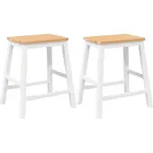 Syfax Chaises de bar 2 pcs blanc bois massif d'hévéa