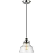 FEISS Suspension Baskin, nickel poli, 1xE27x60W, verre, dimensions : 209 x 25,4 x 25,4 cm, IP20, Feiss