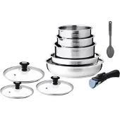 Arthur Martin Set d'ustensiles de cuisine à induction - - AM4485 - Acier inoxydable - 10 pièces - Poignée amovible - Convient pour tous les types de feux, y compris l'induction