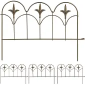 Relaxdays Bordures de parterre , lot de 4, métal, H x L : 28 x 38,5 cm chacune, bordures de parterre pour le jardin, clôture décorative à enfoncer, couleur bronze