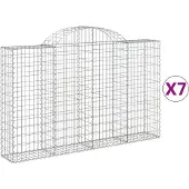 vidaXL Gabions avec arc surélevé 7 pcs. 200x30x120/140cm Fer galvanisé