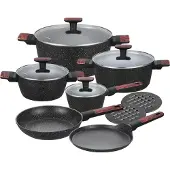 Klausberg Ensemble de Casseroles KB-7831 12 Pièces Marbré Noir