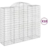 vidaXL Gabions avec arc surélevé 18pcs 200x50x160/180cm Fer galvanisé