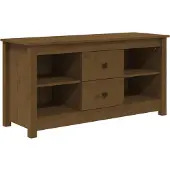 Syfax Meuble TV Marron miel 103x36,5x52 cm Bois de pin massif