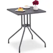 Relaxdays Table de jardin aspect rotin, carrée, dimensions : 75 x 61 x 61 cm, table de balcon, plastique et métal, table d'extérieur, grise