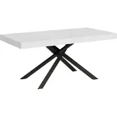 Ityhome - Table extensible 160/244x80 cm Karida frêne blanc pieds anthracite