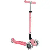 Globber Scooter Kids Tricycle Plus - Primo Foldable Plus Lights V2 Pastel Pink Shining Wheels