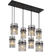 Globo Lighting Suspension noire Gorley avec verre fumé 8 lumières