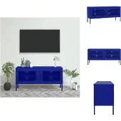 vidaXL Armoire TV bleu marine 105x35x50 cm Acier - Meuble TV
