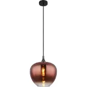 Globo Lighting Suspension noire Maxy avec verre rouge Ø 29cm