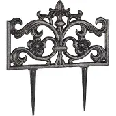 Relaxdays Lot de 10 clôtures de parterre en fonte, avec piquet, système d'emboîtement simple, clôture décorative, style rétro, H x l x P : 37 x 36 x 2 cm, bronze