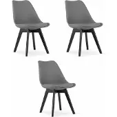 Leobert MARK chair - graphite / pieds noirs x 3