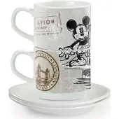 Karaca Egan DISNEY COFFEE IN THE CITY Set de 2 tasses à espresso empilables avec soucoupes LONDON