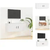 vidaXL Armoire TV murale blanc 100x34,5x40 cm - Meuble TV