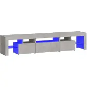 Syfax Meuble TV avec lumières LED Gris béton 200x36,5x40 cm