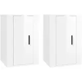 Syfax Meubles TV muraux 2 pcs Blanc brillant 40x34,5x60 cm