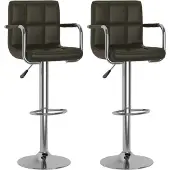 Syfax Tabourets de bar lot de 2 marron similicuir