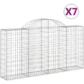 vidaXL Gabions avec arc surélevé 7 pcs. 200x30x100/120cm Fer galvanisé